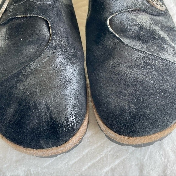 Haflinger Womens Size 36 Black Slip On Scuffed Leather Mule/Clog - Picture 3 of 13